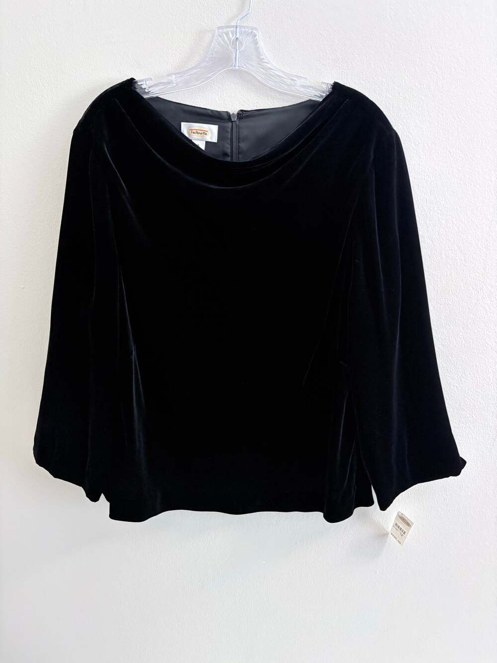 NWT Talbots Black Silk Blend Velvet Blouse Cowl Neck Top Plus Size 18 Evening